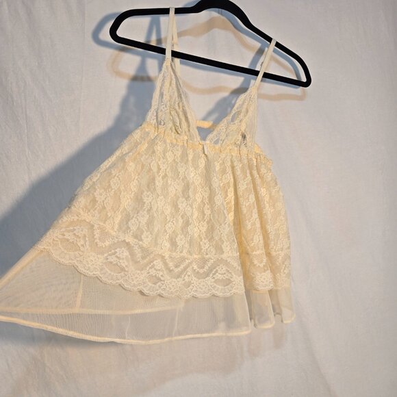 VICTORIA'S SECRET Y2K Fairy Lacy Sheer Ivory Babydoll Top Size M Never Worn! - Picture 2 of 16